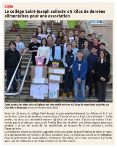 Lire la suite à propos de l’article Collecte alimentaire pour le Chat Libre dijonnais